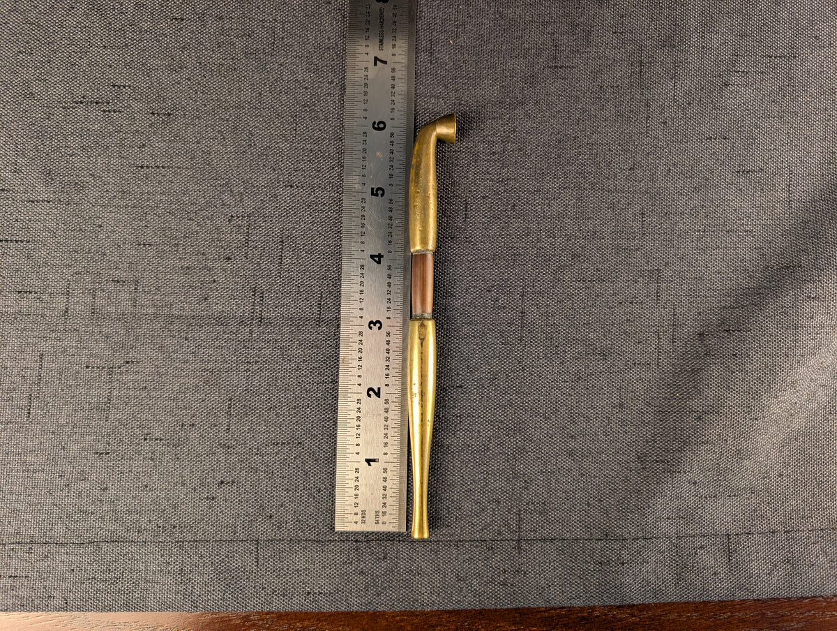 Kiseru tobacco pipe constructed of brass with silver inlay-ETC-019