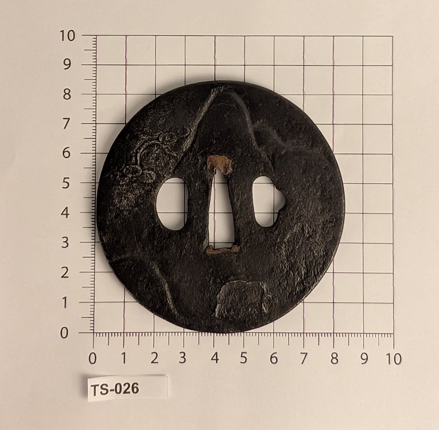 Iron Tsuba with Mountain and Cloud Relief – TS-026