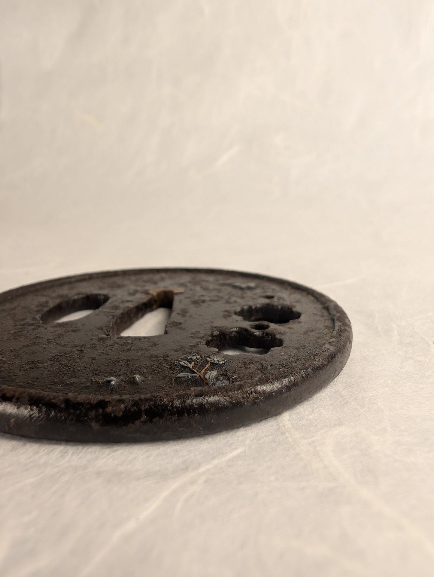 Iron Tsuba with Inlaid Butterfly and Blossoms – TS-028