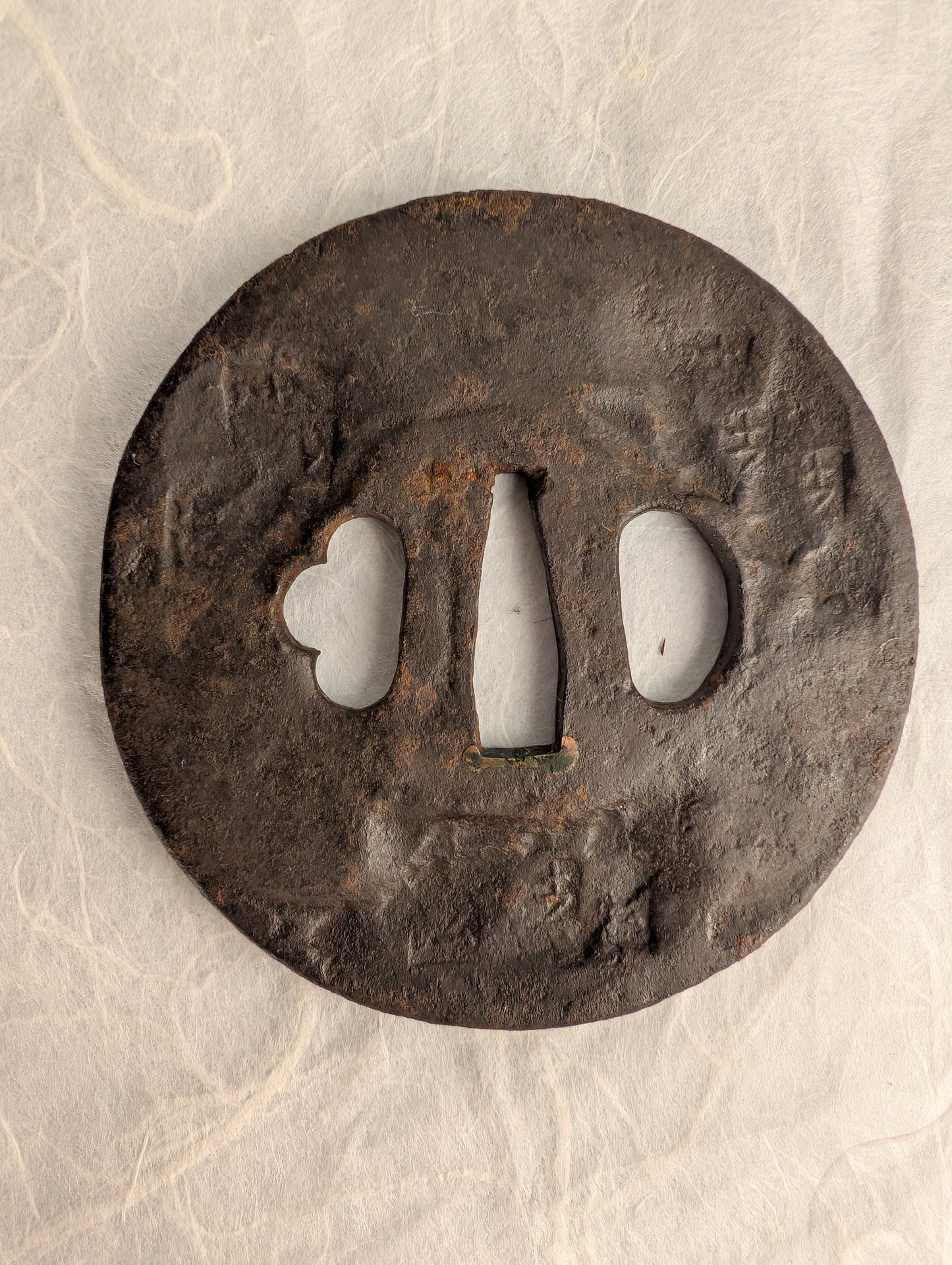 Iron Tsuba with Deep Punch Impressions – TS-039