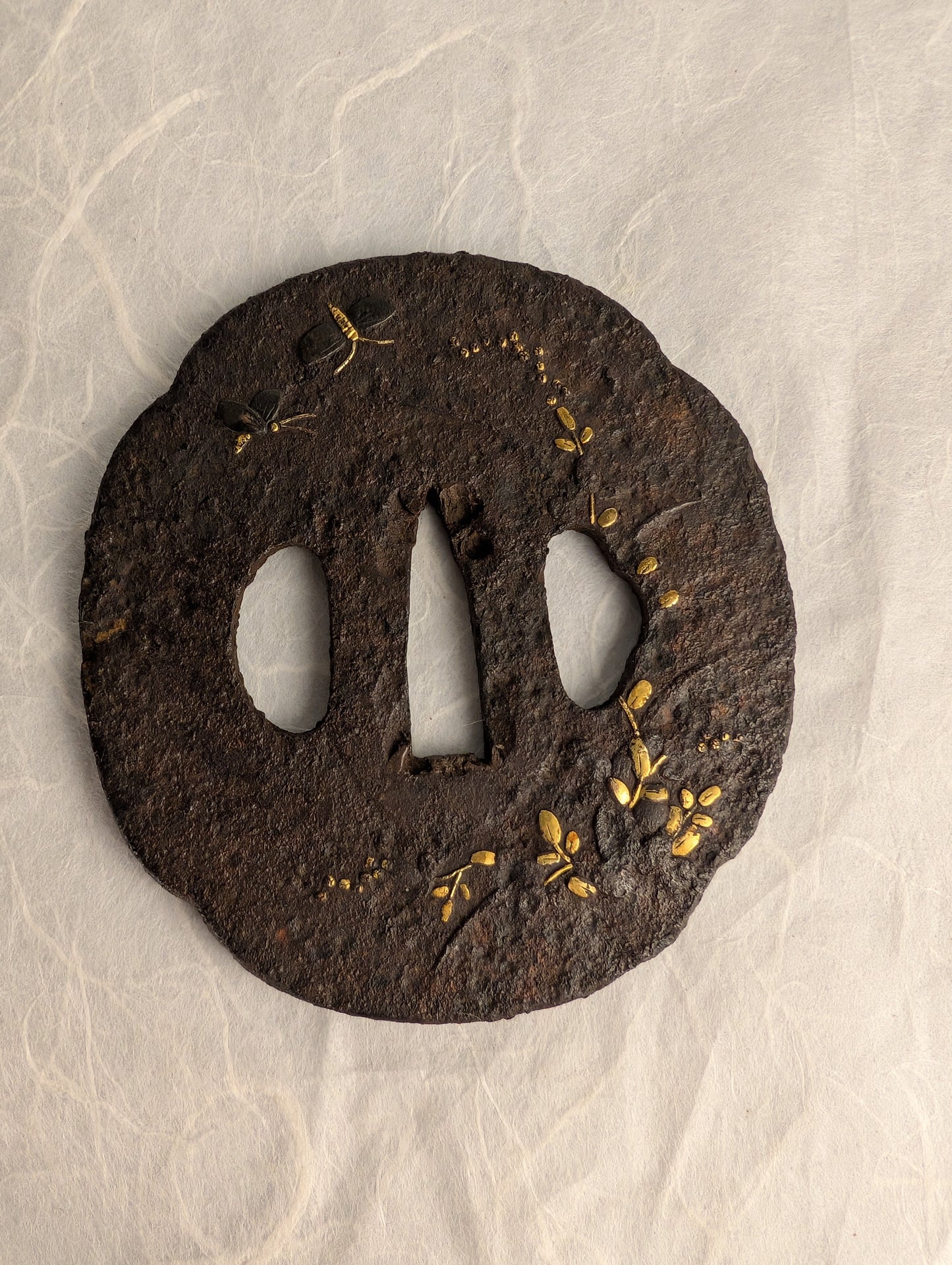 Iron Tsuba with Insects and Plants – TS-047