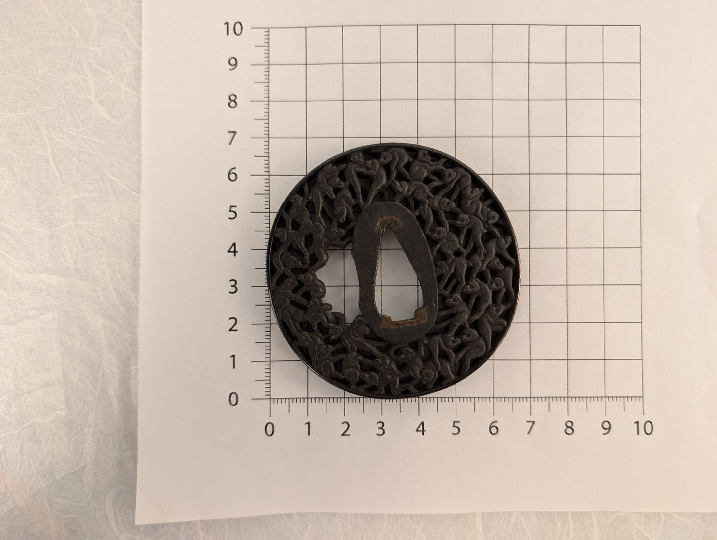 Iron Sukashi Tsuba Depicting Swarm of Monkeys – TS-101
