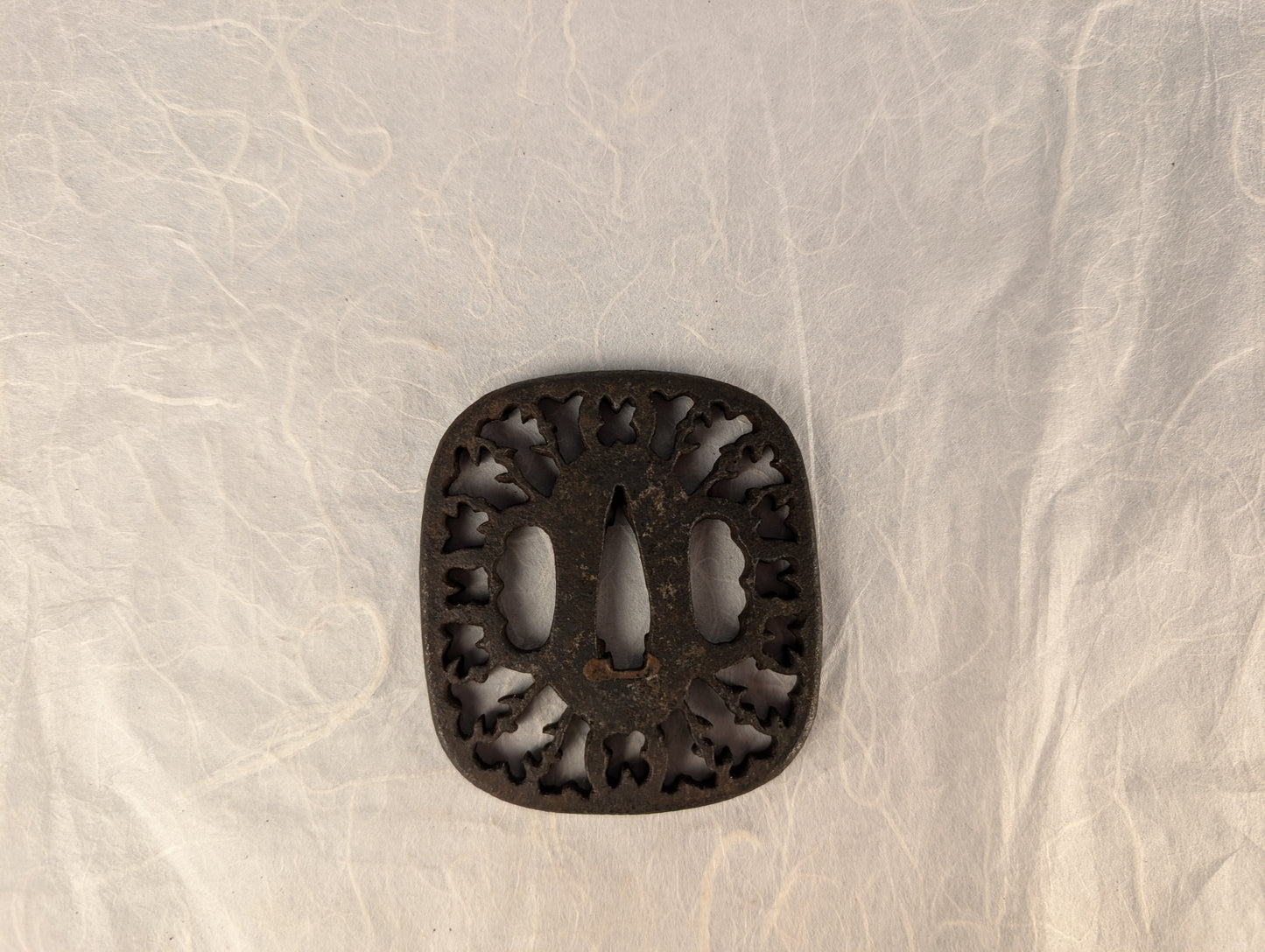 Iron Sukashi Tsuba with Pierced Floral Rim Motif – TS-119