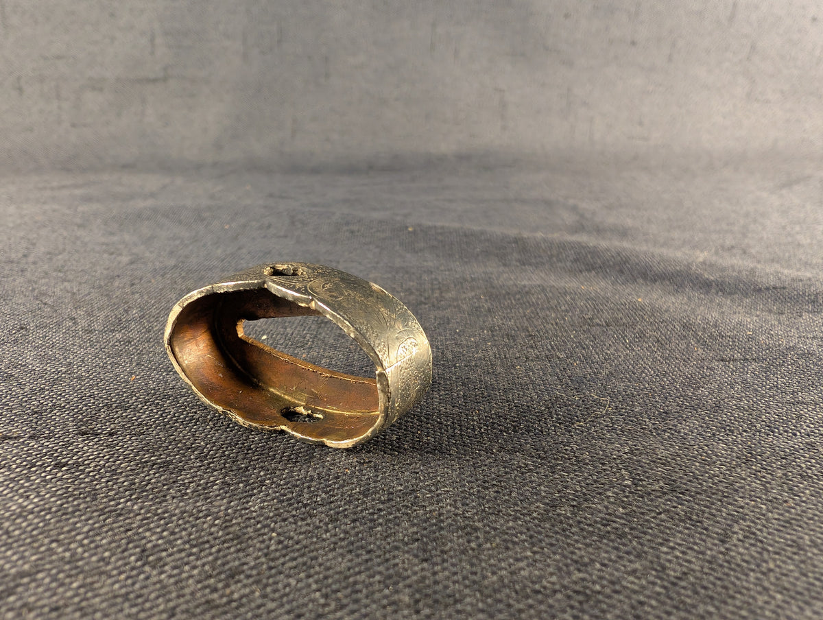 Gin-paku Silver Foiled Copper Fuchi-Kashira with boar's eye motif FK-018