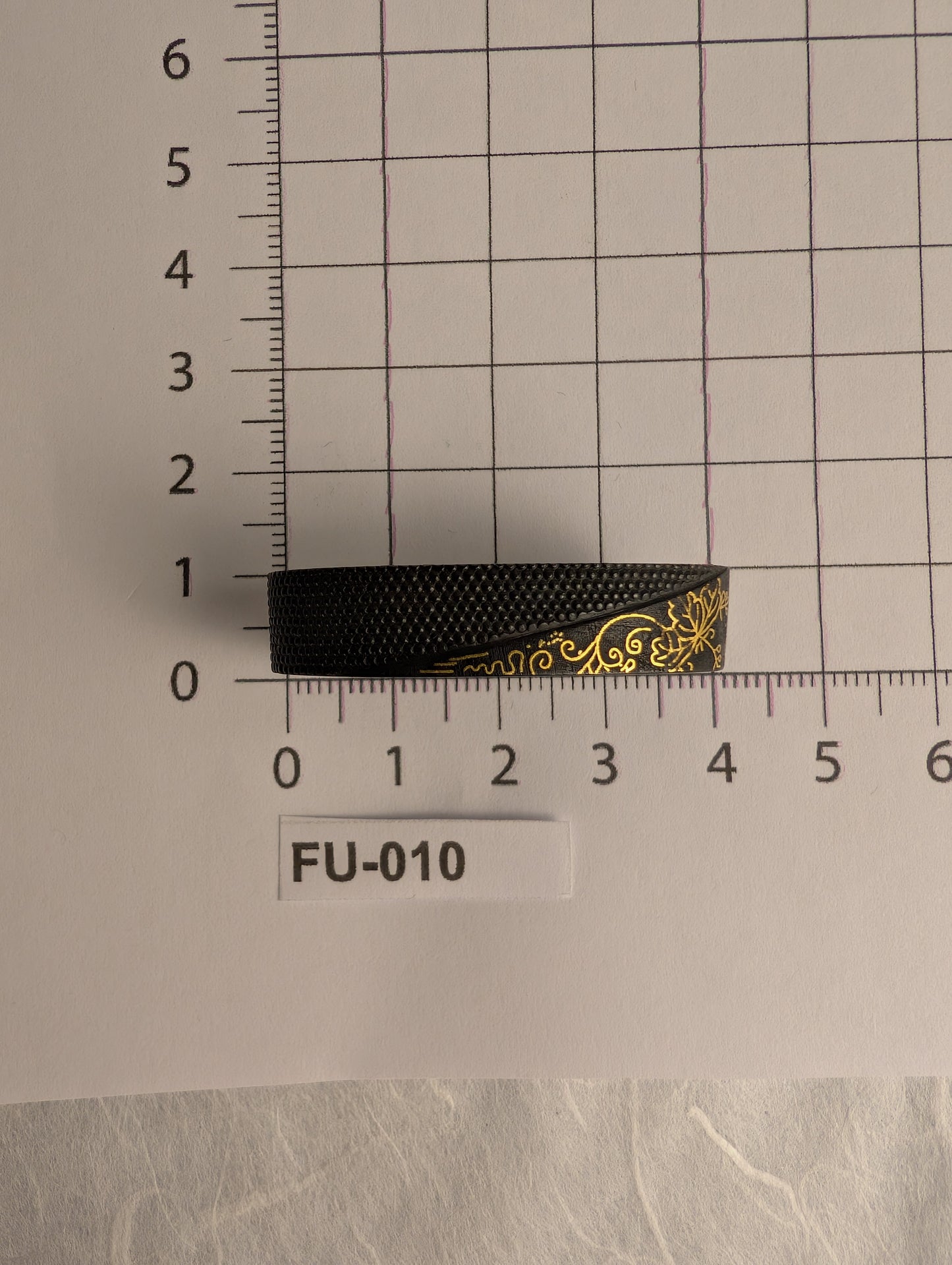 Fuchi with Golden Chrysanthemum and Vine Inlays - FU-010