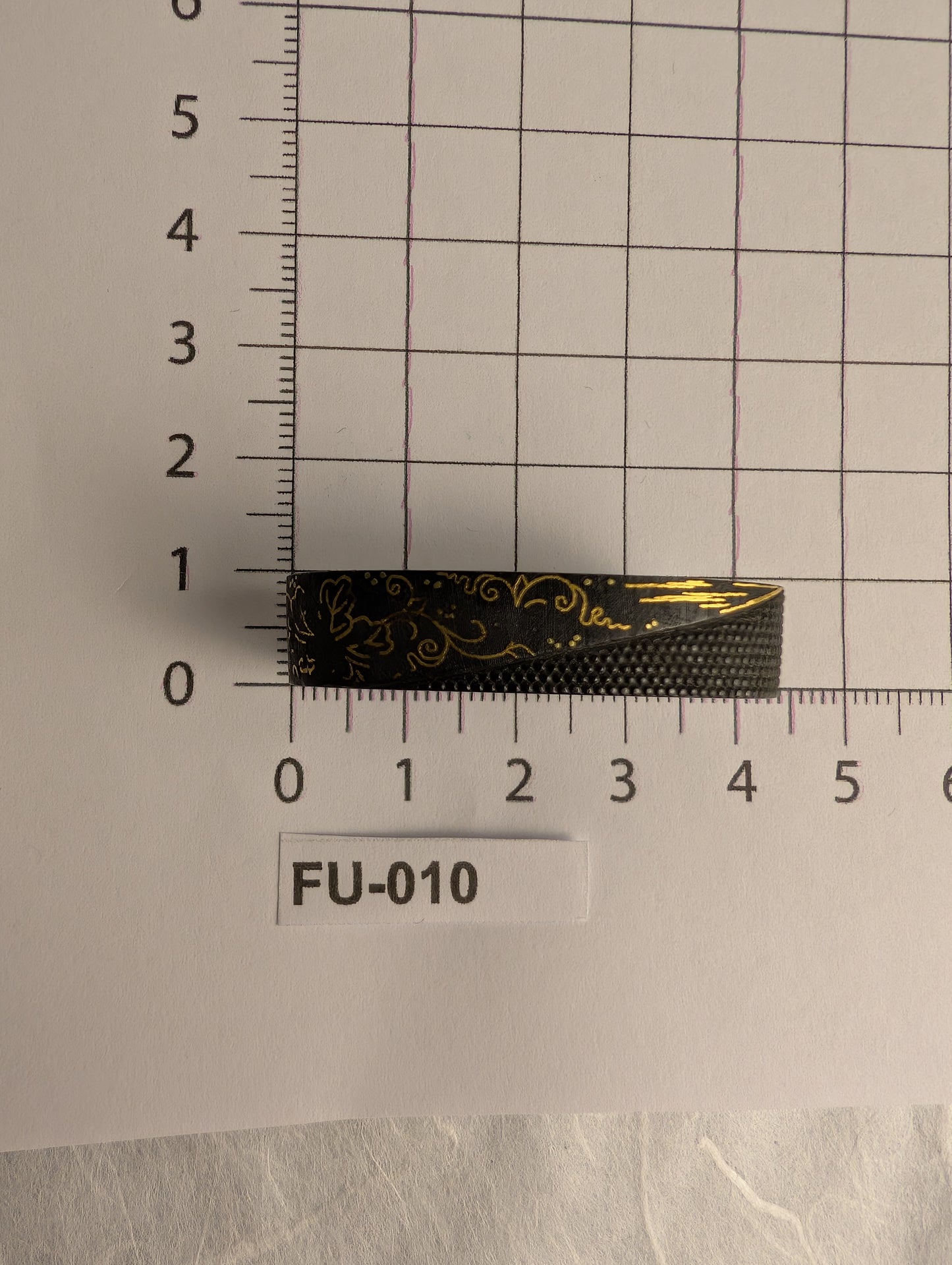 Fuchi with Golden Chrysanthemum and Vine Inlays - FU-010