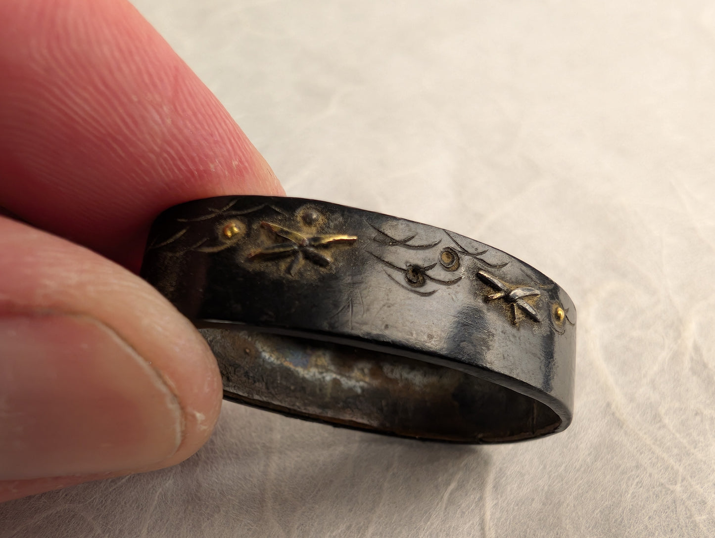 Shakudo Fuchi with Dragonflies - FU- 012