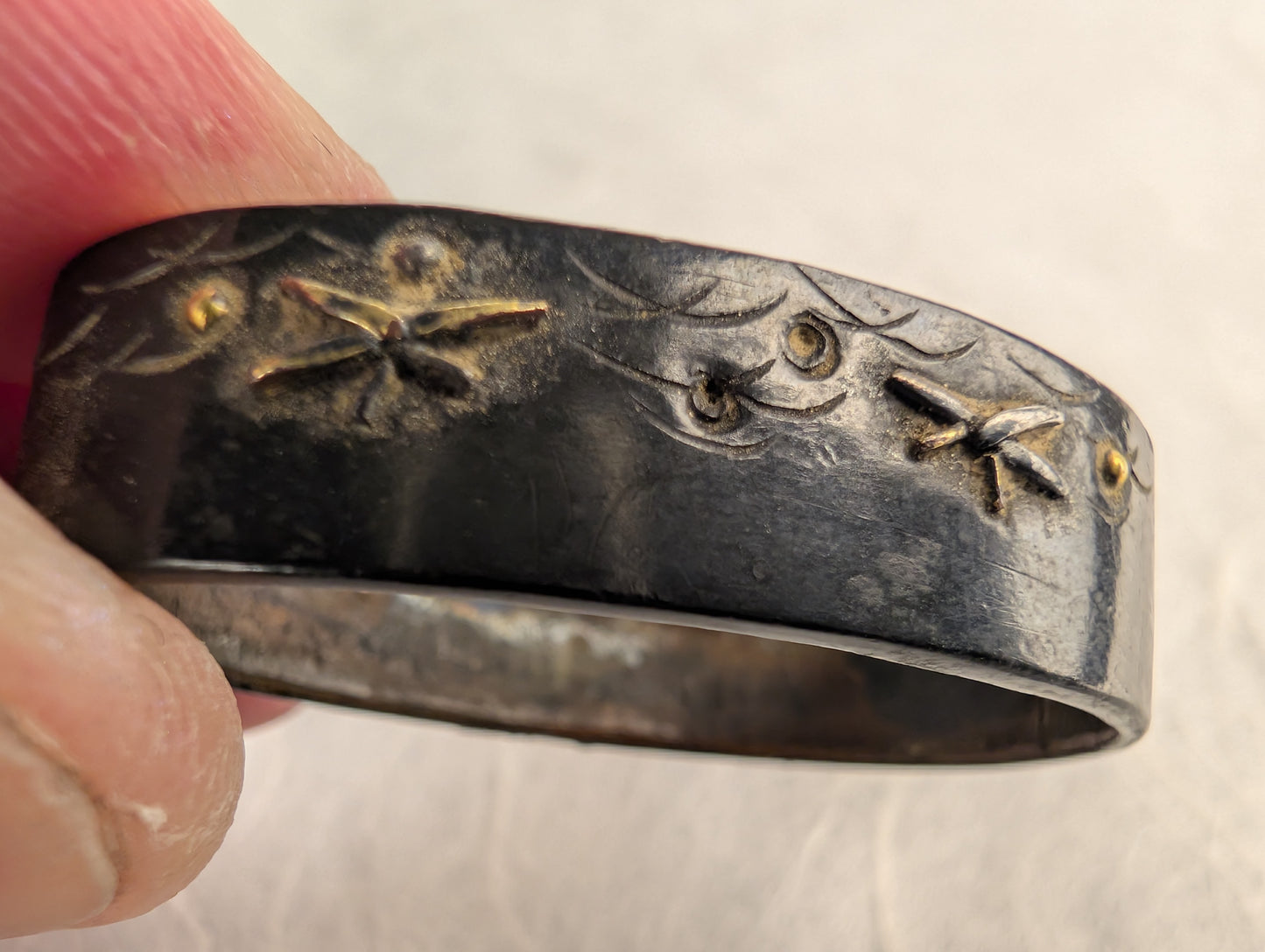 Shakudo Fuchi with Dragonflies - FU- 012