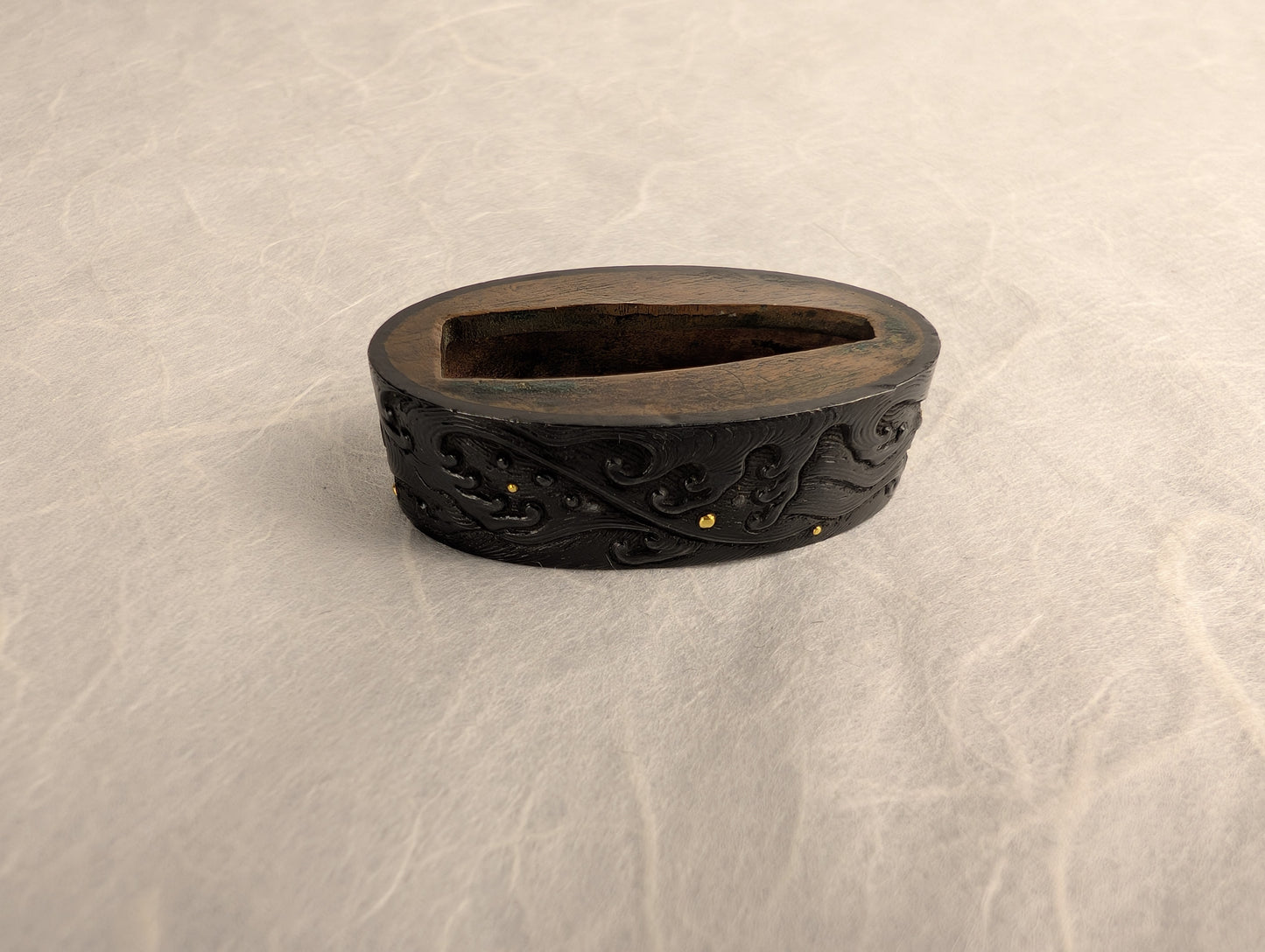 Shakudo Fuchi with Waves and Gold Inlay - FU-013