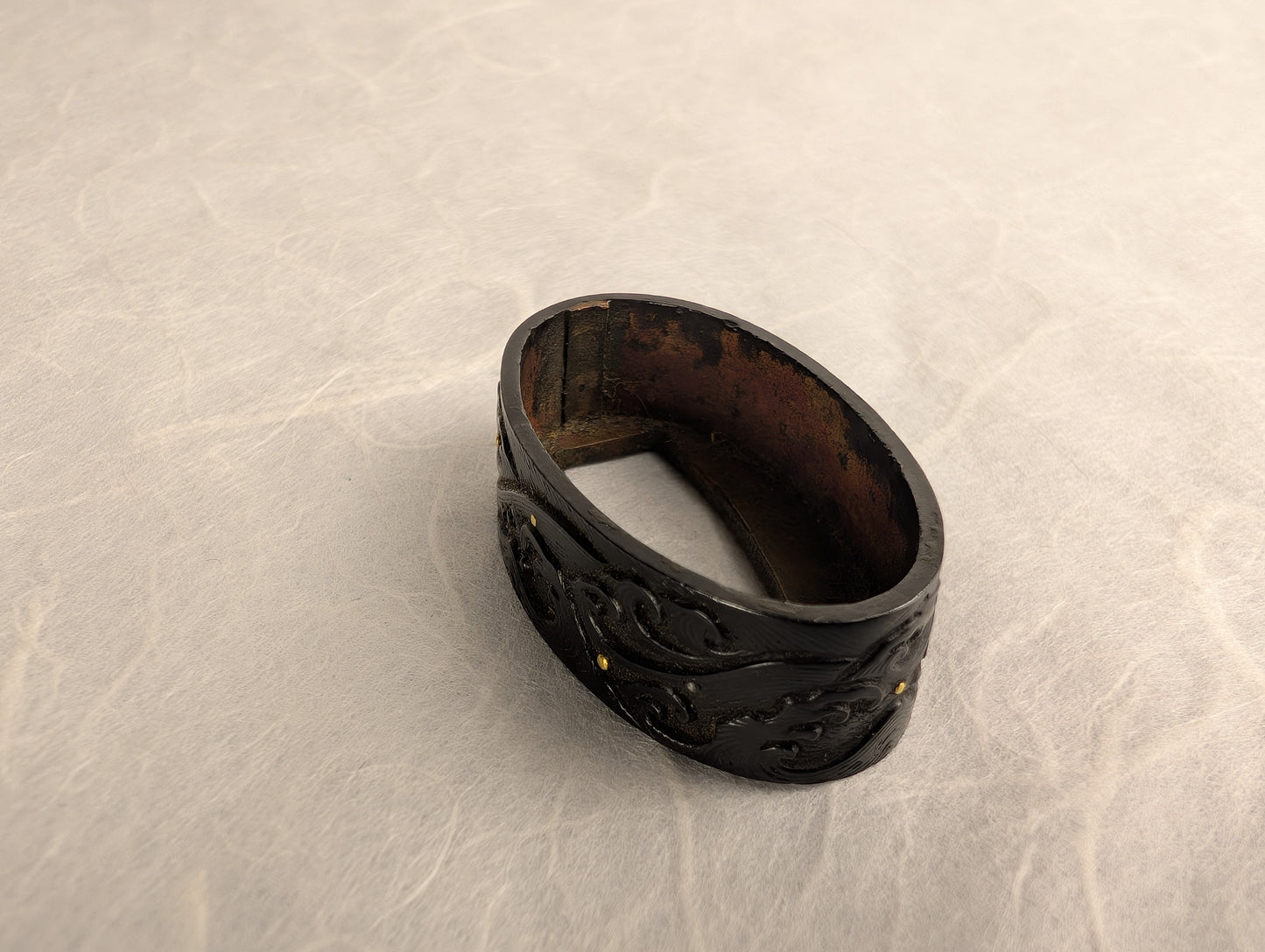 Shakudo Fuchi with Waves and Gold Inlay - FU-013