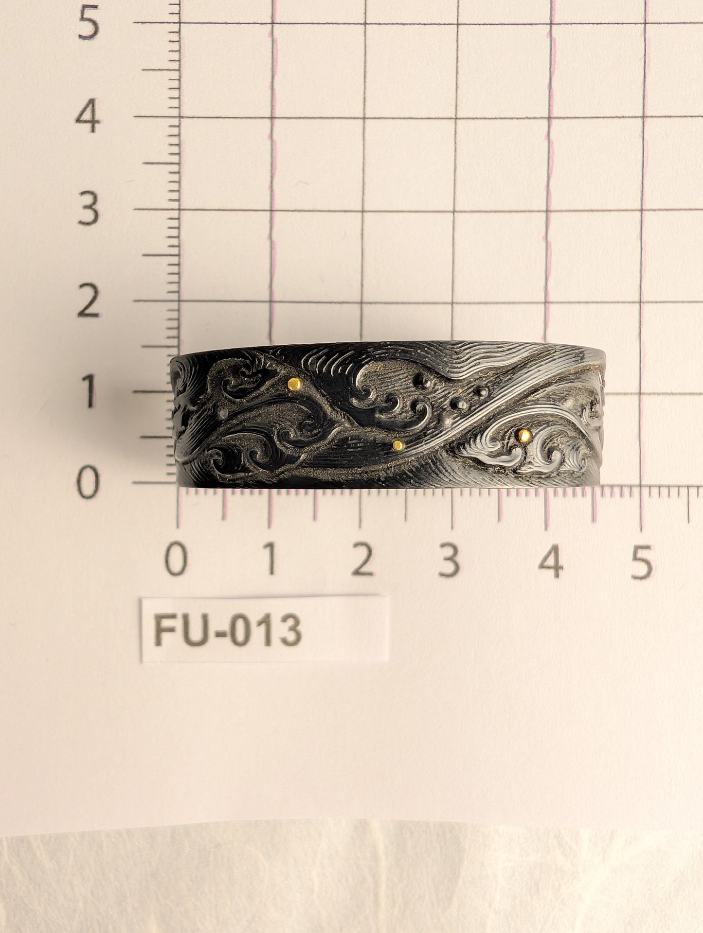 Shakudo Fuchi with Waves and Gold Inlay - FU-013