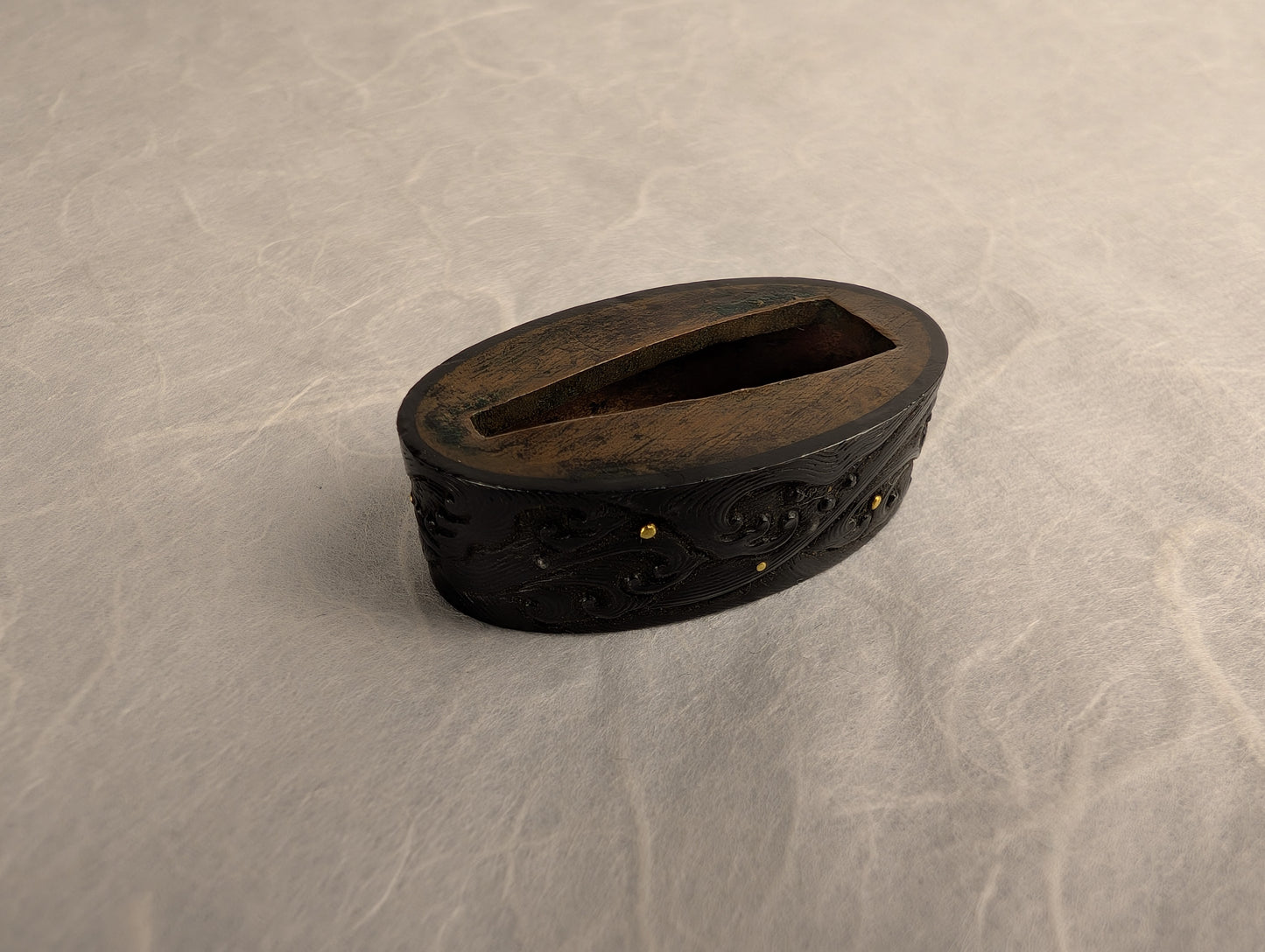 Shakudo Fuchi with Waves and Gold Inlay - FU-013