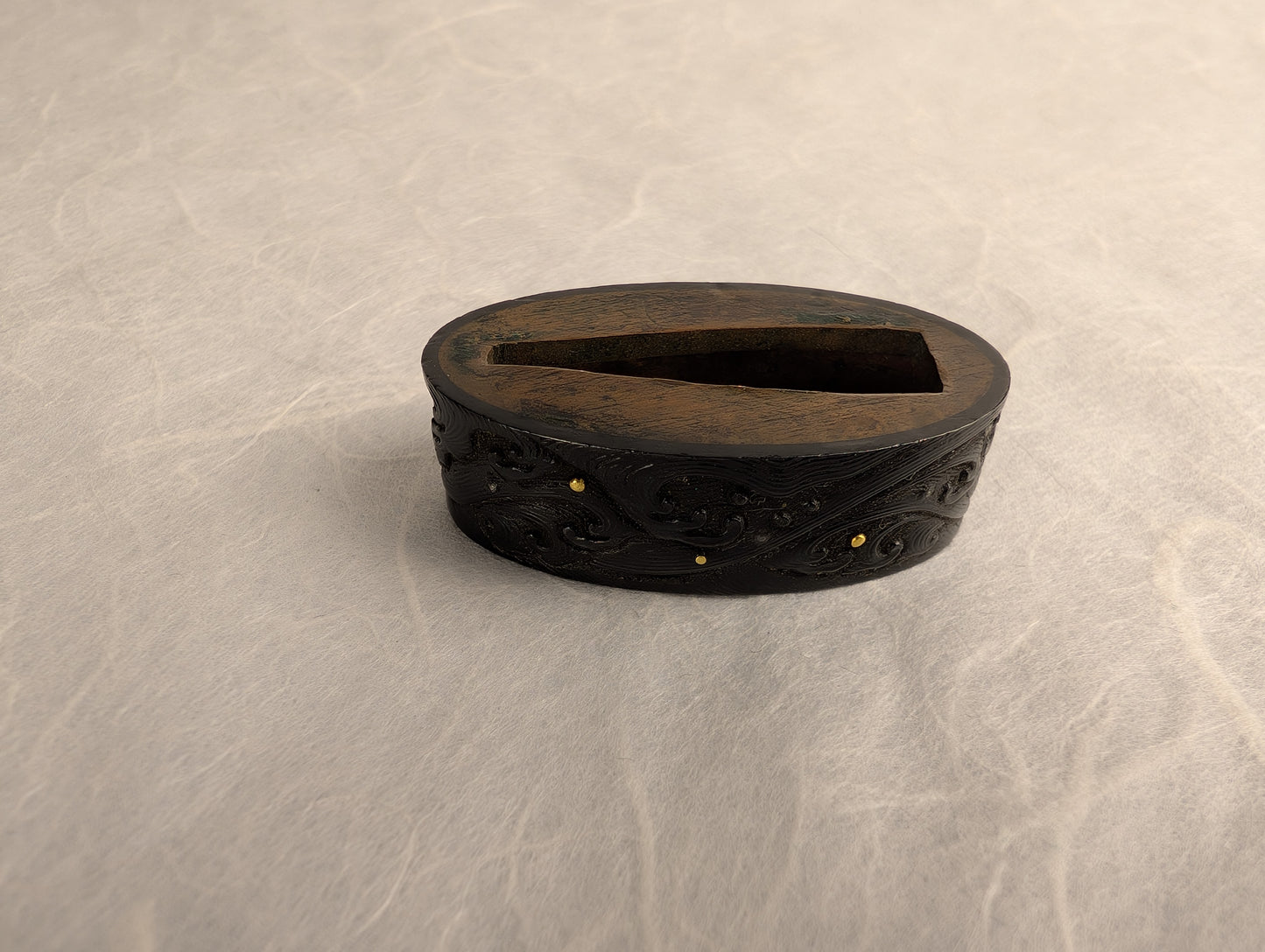 Shakudo Fuchi with Waves and Gold Inlay - FU-013