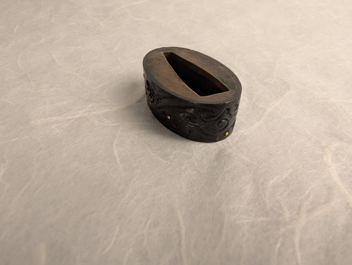 Shakudo Fuchi with Waves and Gold Inlay - FU-013