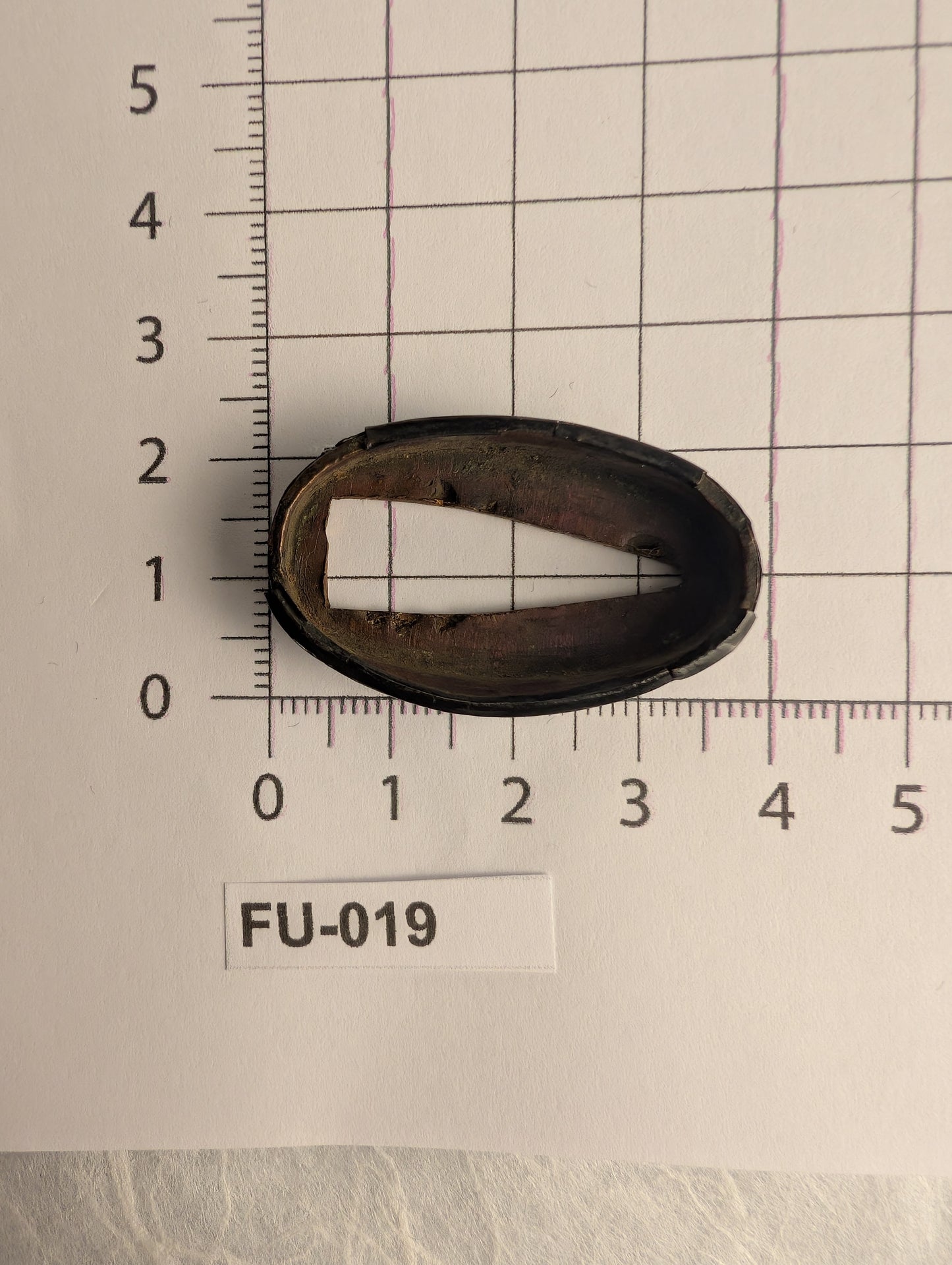 Shakudo Foiled Fuchi with Chrysanthemum and Wave Motif - FU-019