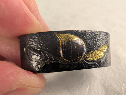 Shakudo Fuchi with Persimmon Motif - FU-021