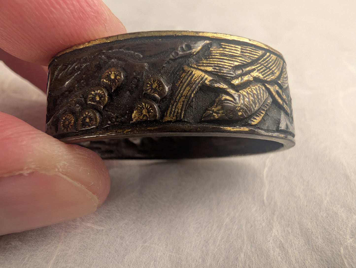 Fuchi with Koi and Flower Scene - FU-022