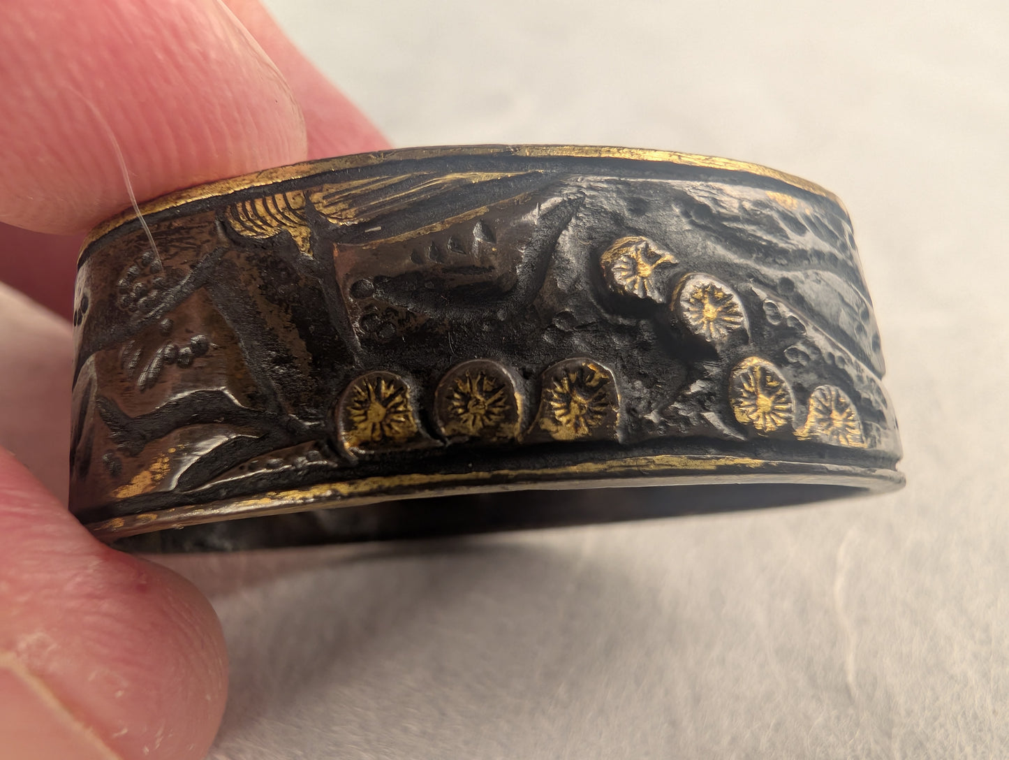 Fuchi with Koi and Flower Scene - FU-022