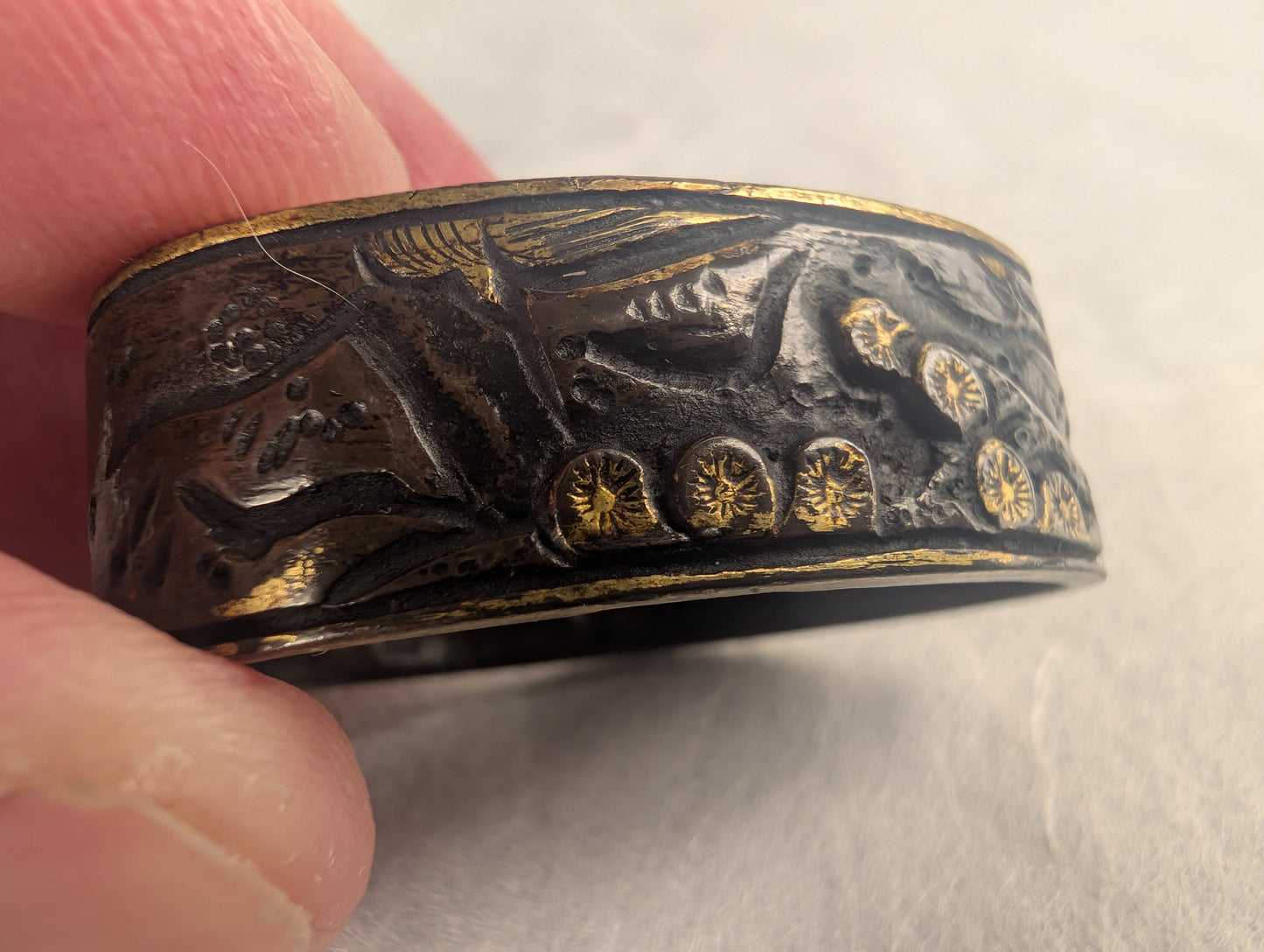 Fuchi with Koi and Flower Scene - FU-022