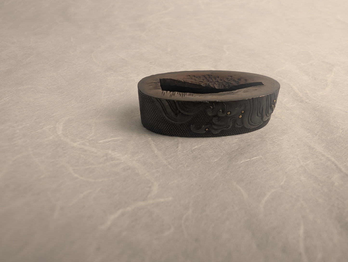 Shakudo Fuchi with Dragon Among Waves - FU-025