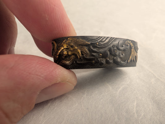 Shakudo Fuchi with Dragon Among Waves - FU-025