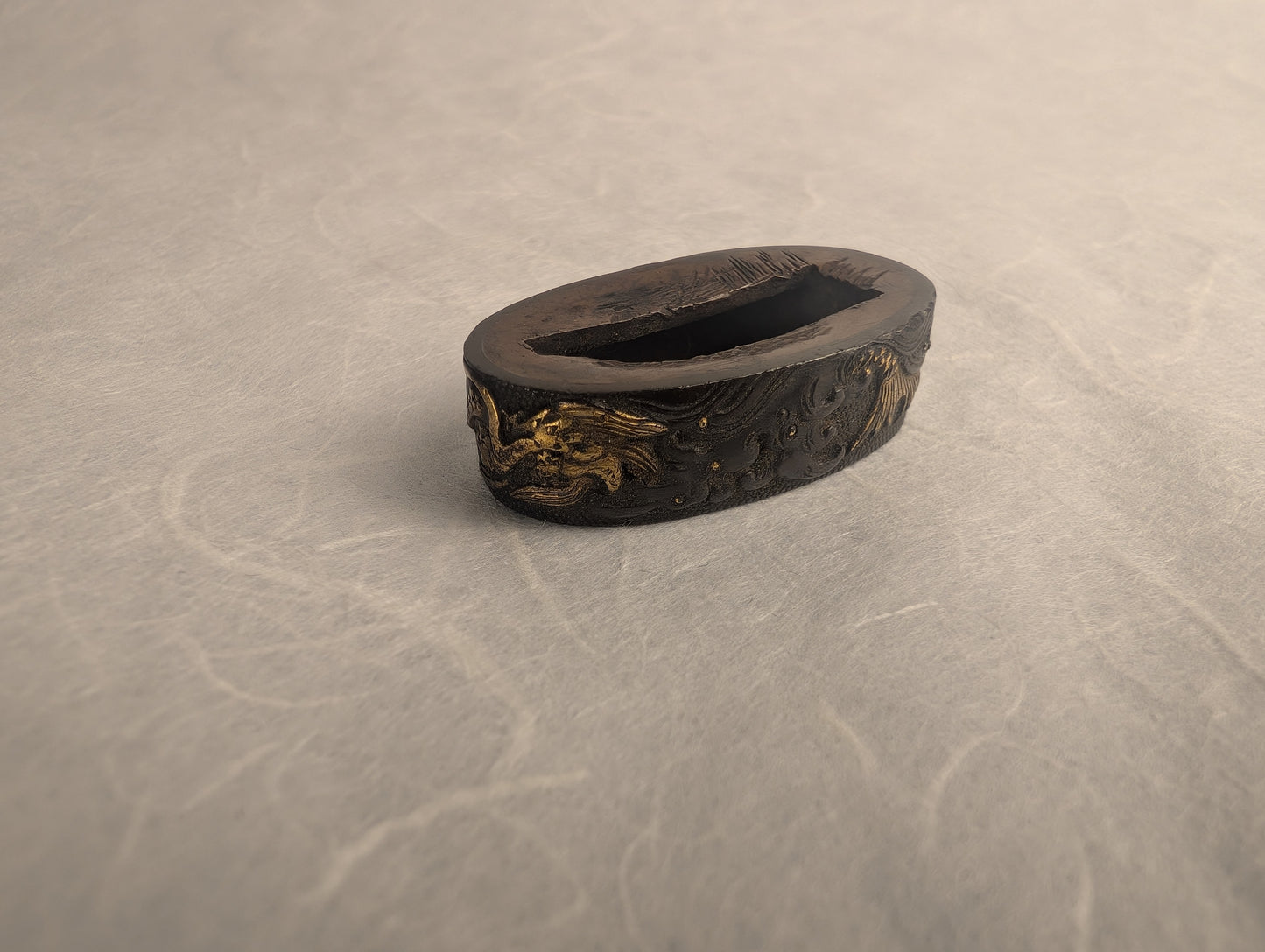 Shakudo Fuchi with Dragon Among Waves - FU-025