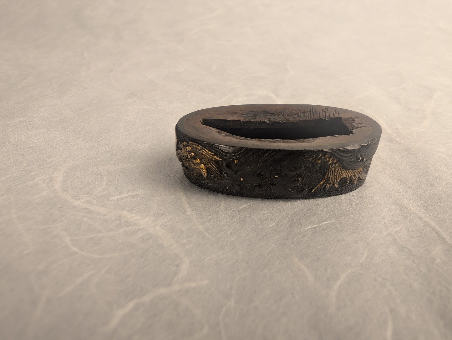 Shakudo Fuchi with Dragon Among Waves - FU-025