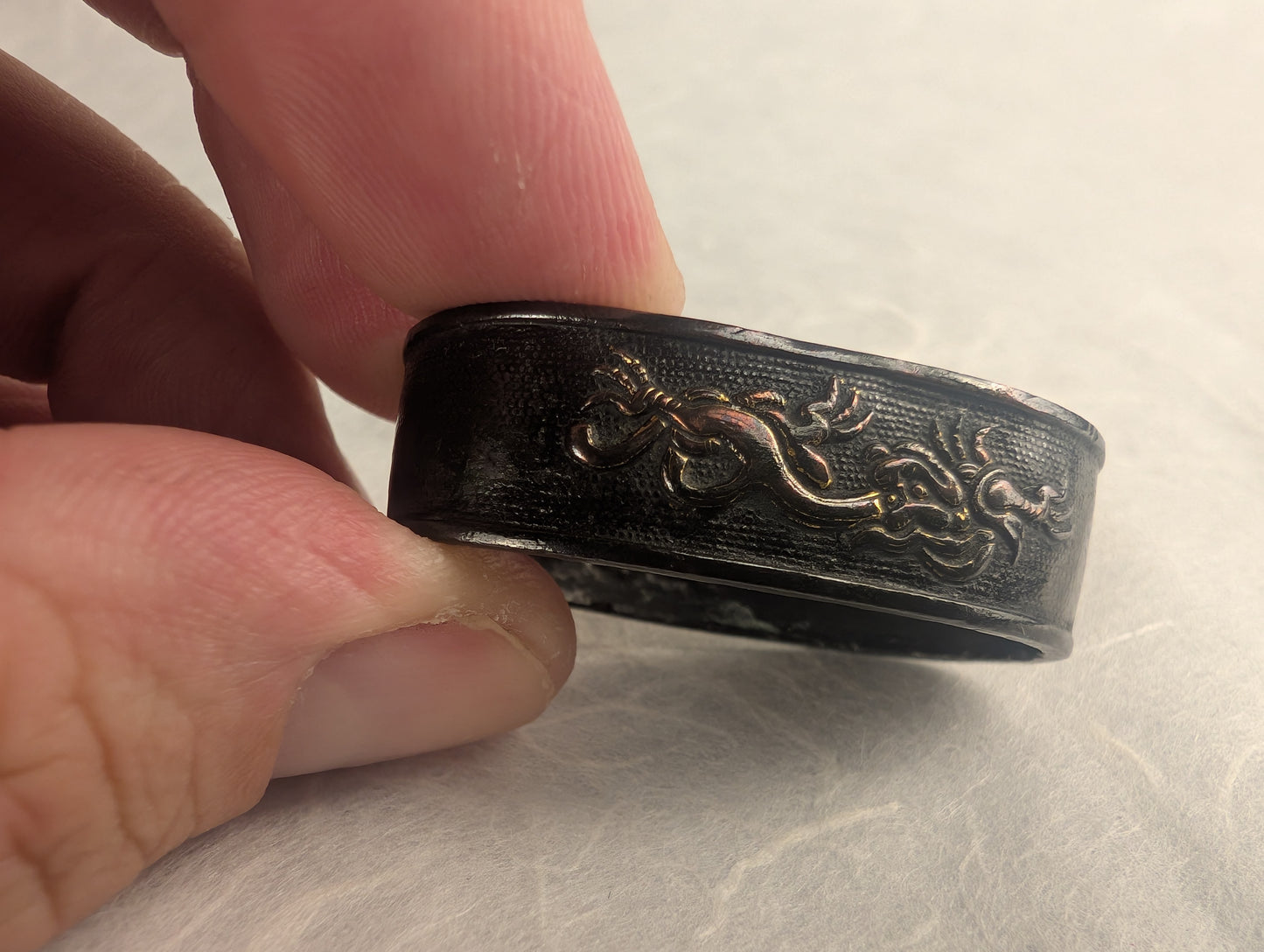 Fuchi with Flying Dragons in High Relief - FU-026