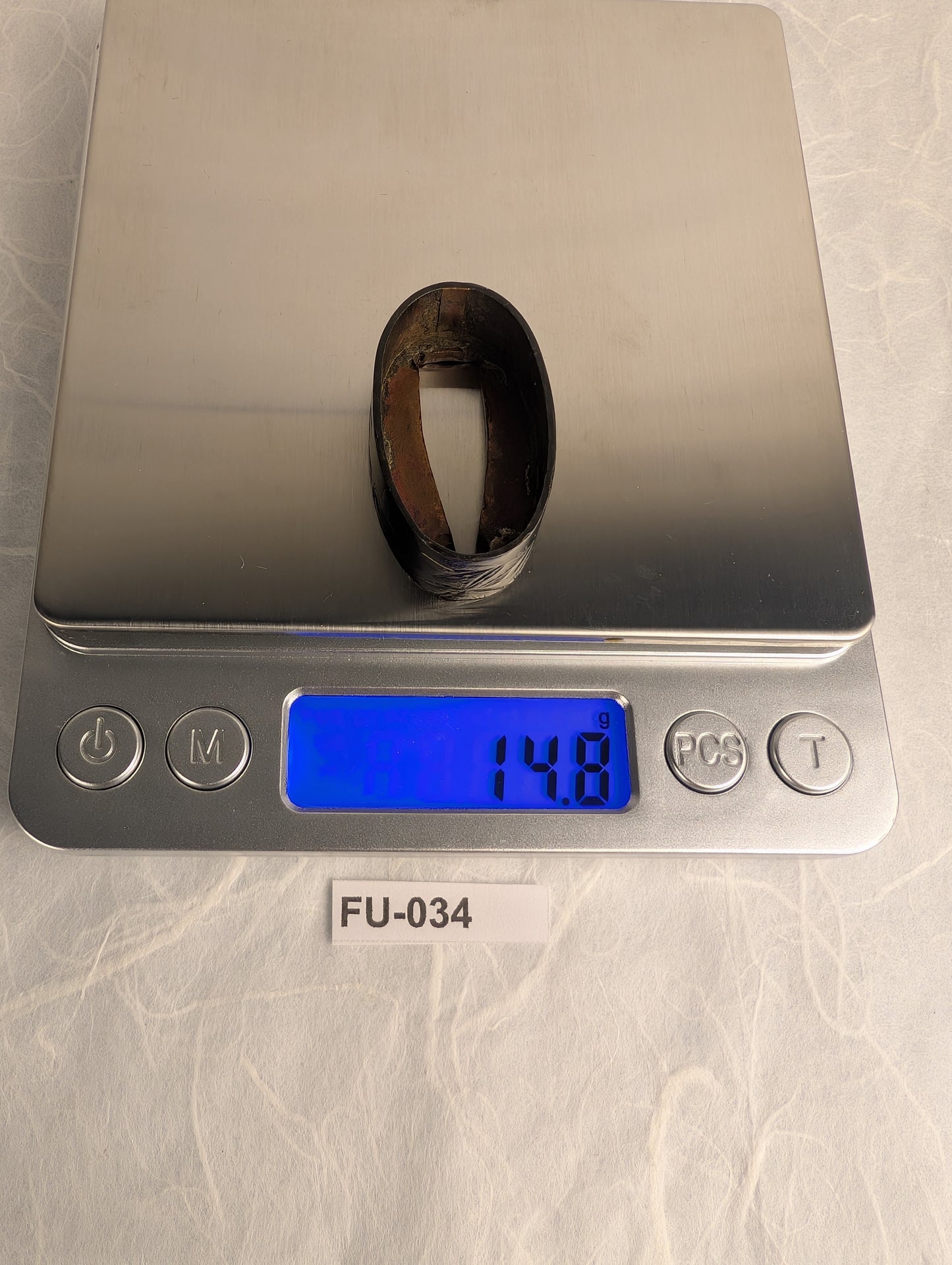 Shakudō Fuchi with Hemp Leaves and Gold Inlay - FU-034