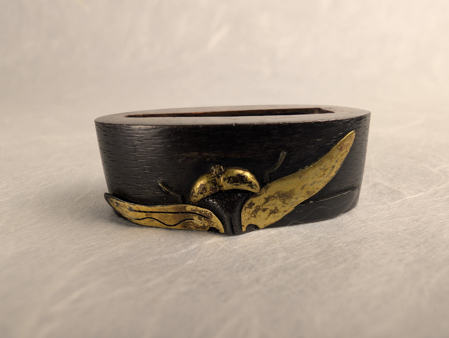 Shakudō Fuchi with Inlaid Dragonfly - FU-037