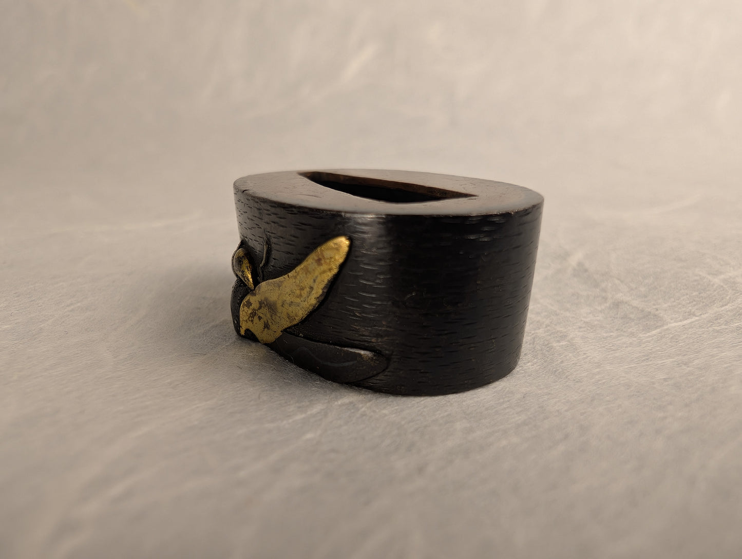 Shakudō Fuchi with Inlaid Dragonfly - FU-037
