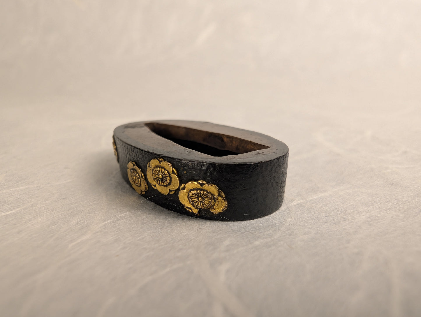 Shakudō Fuchi with Gilt Plum Blossoms - FU-040