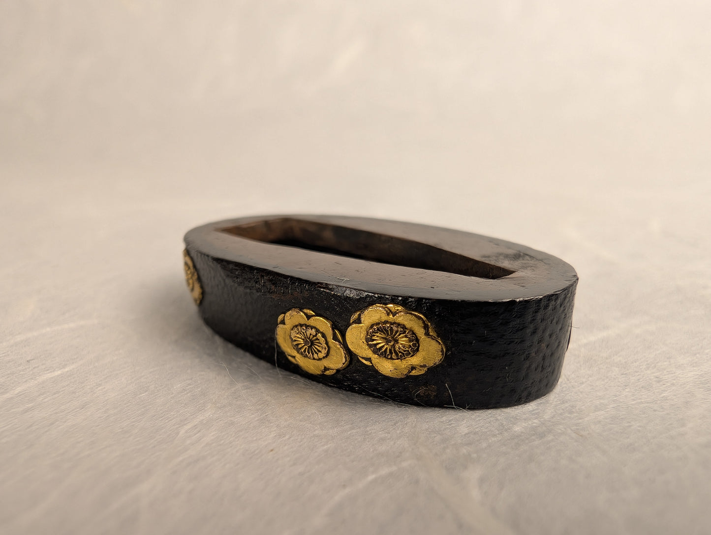 Shakudō Fuchi with Gilt Plum Blossoms - FU-040