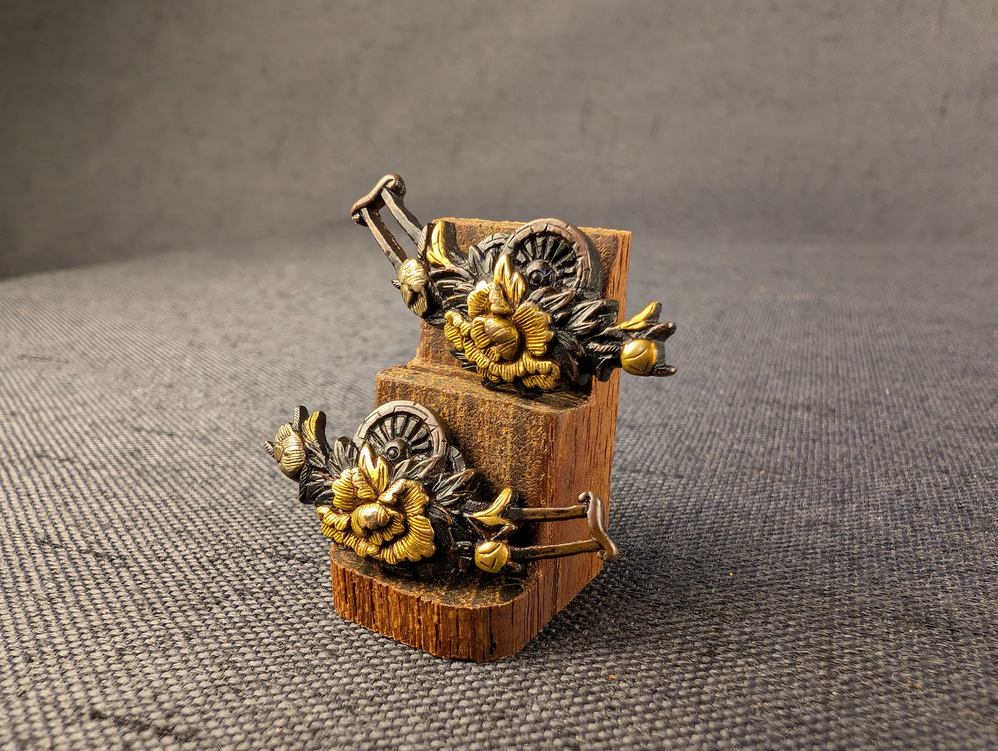 Menuki Pair Depicting Ox-Cart and Peony – MP-014