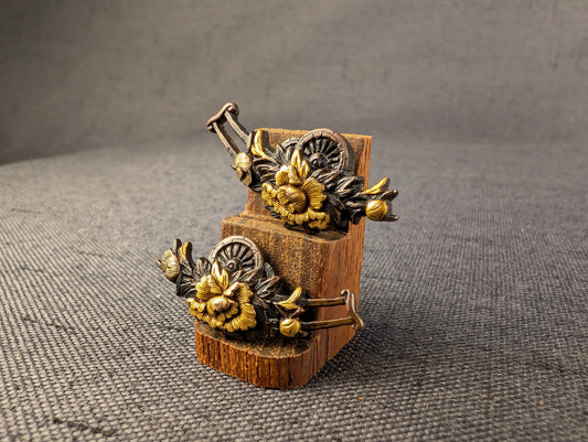 Menuki Pair Depicting Ox-Cart and Peony – MP-014