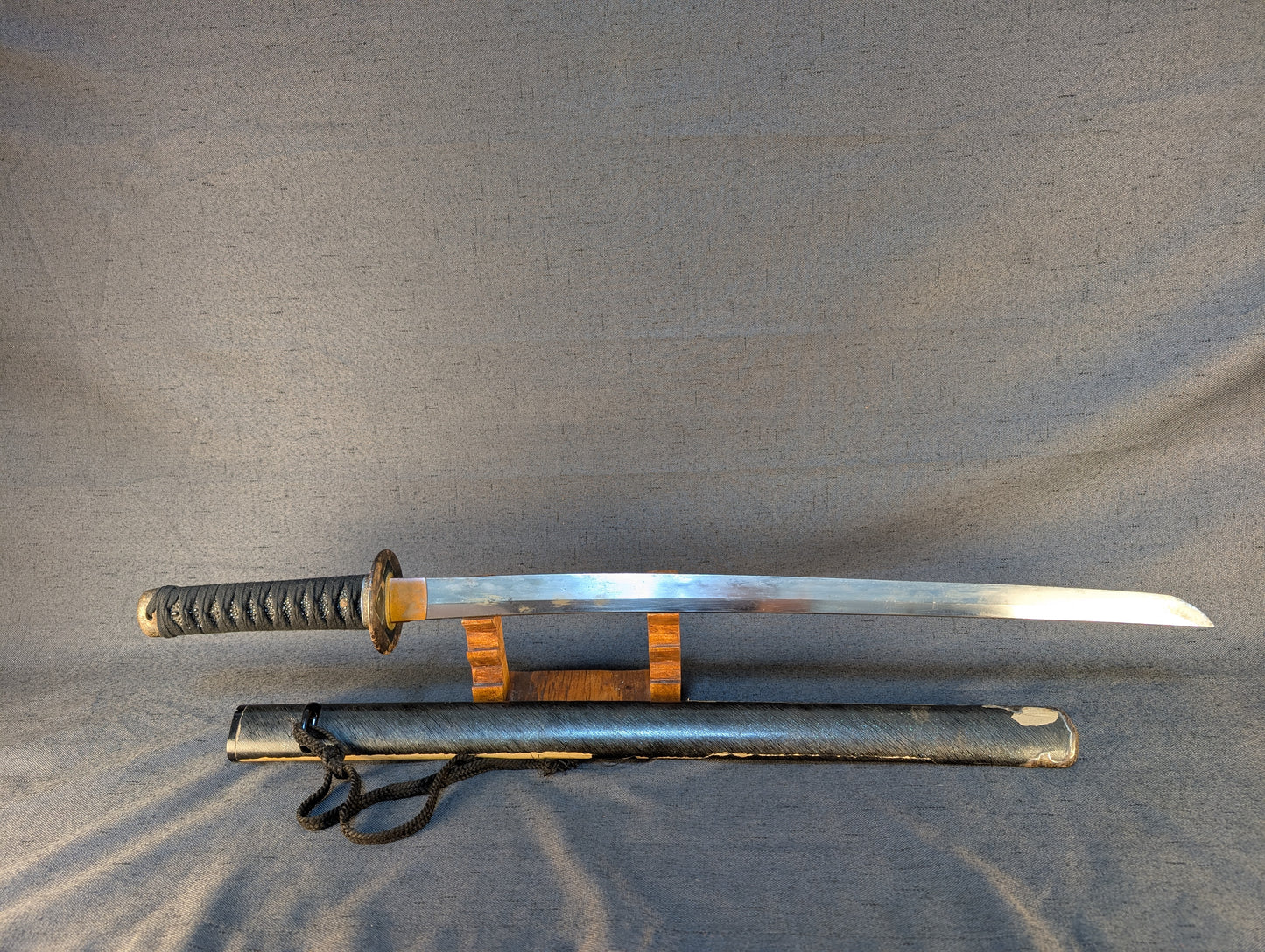 Mumei Wakizashi 54.2cm with Iron Geometric Tsuba and Brass Fittings – NT-005