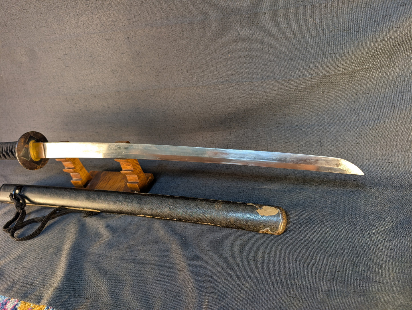 Mumei Wakizashi 54.2cm with Iron Geometric Tsuba and Brass Fittings – NT-005