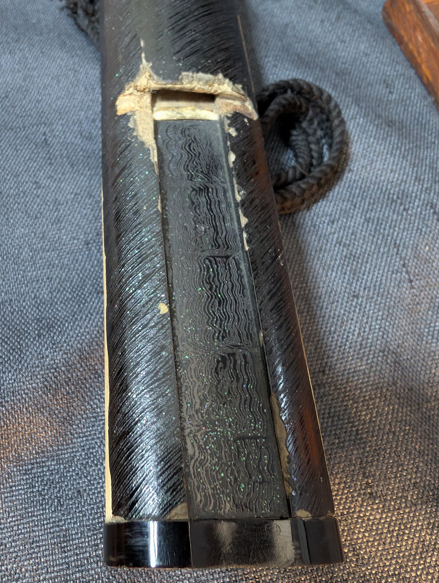 Mumei Wakizashi 54.2cm with Iron Geometric Tsuba and Brass Fittings – NT-005