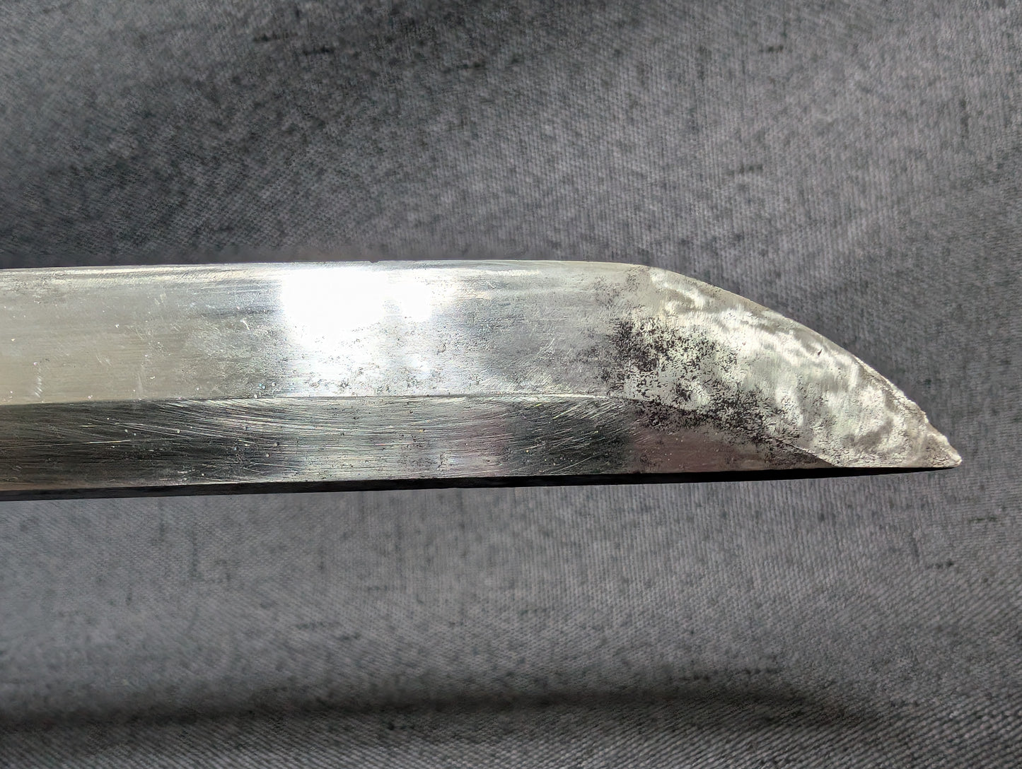Mumei Wakizashi 54.2cm with Iron Geometric Tsuba and Brass Fittings – NT-005