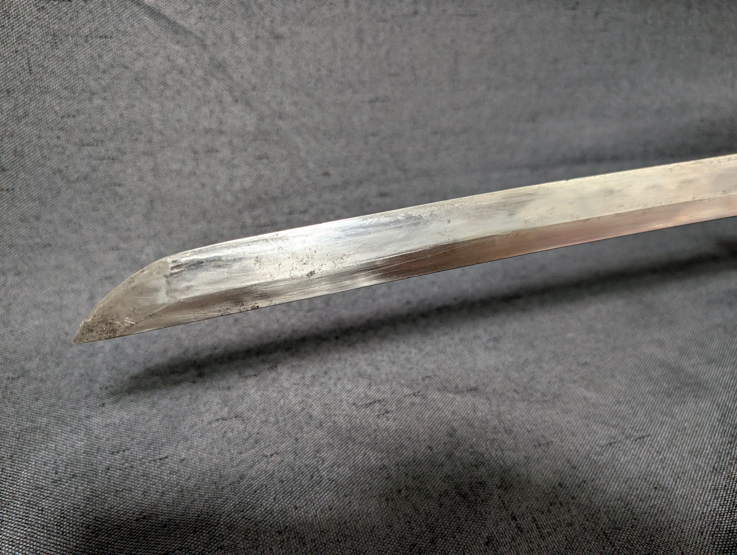 Mumei Wakizashi 54.2cm with Iron Geometric Tsuba and Brass Fittings – NT-005