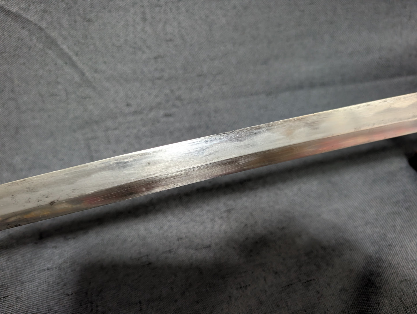 Mumei Wakizashi 54.2cm with Iron Geometric Tsuba and Brass Fittings – NT-005