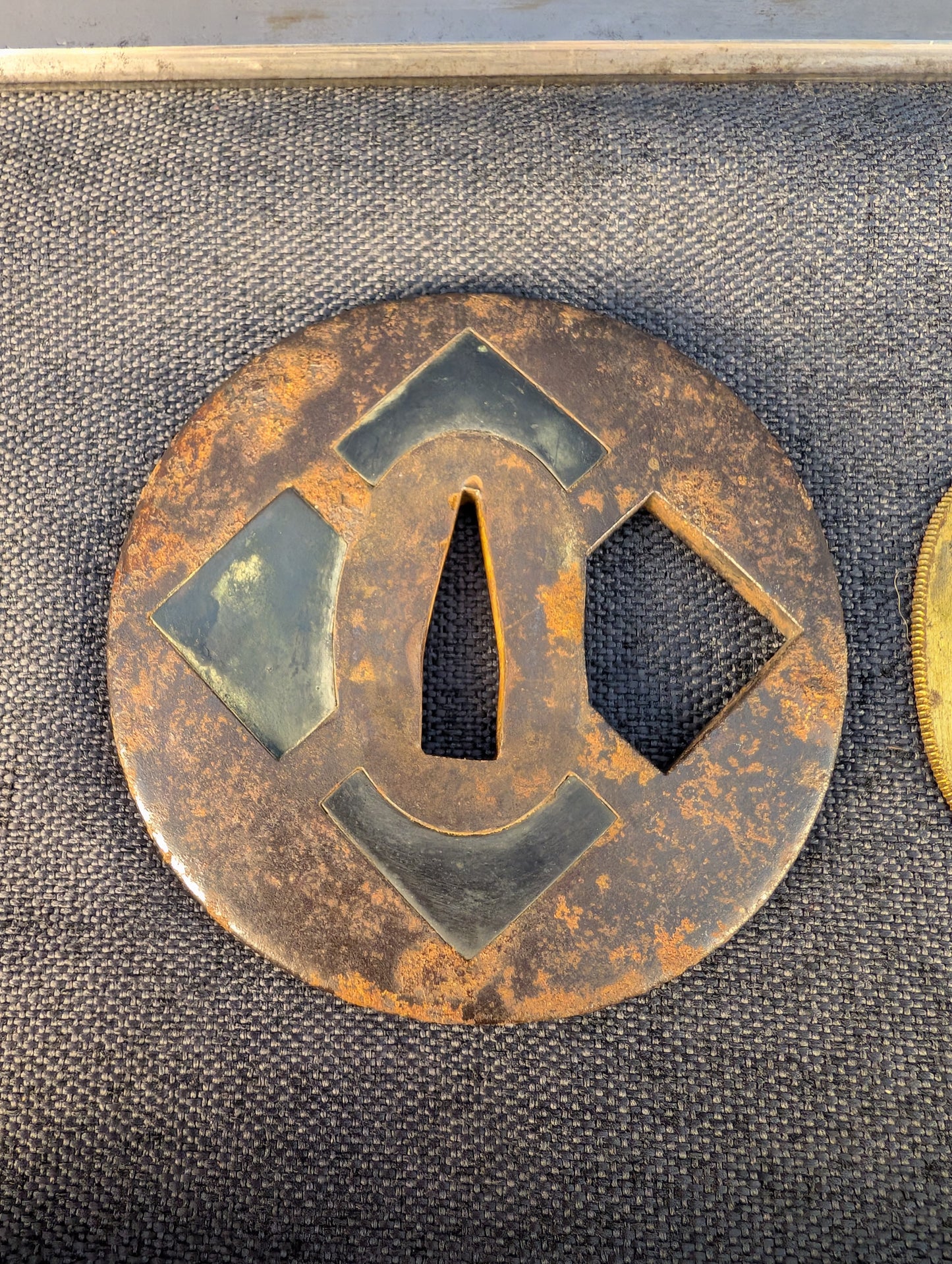 Mumei Wakizashi 54.2cm with Iron Geometric Tsuba and Brass Fittings – NT-005