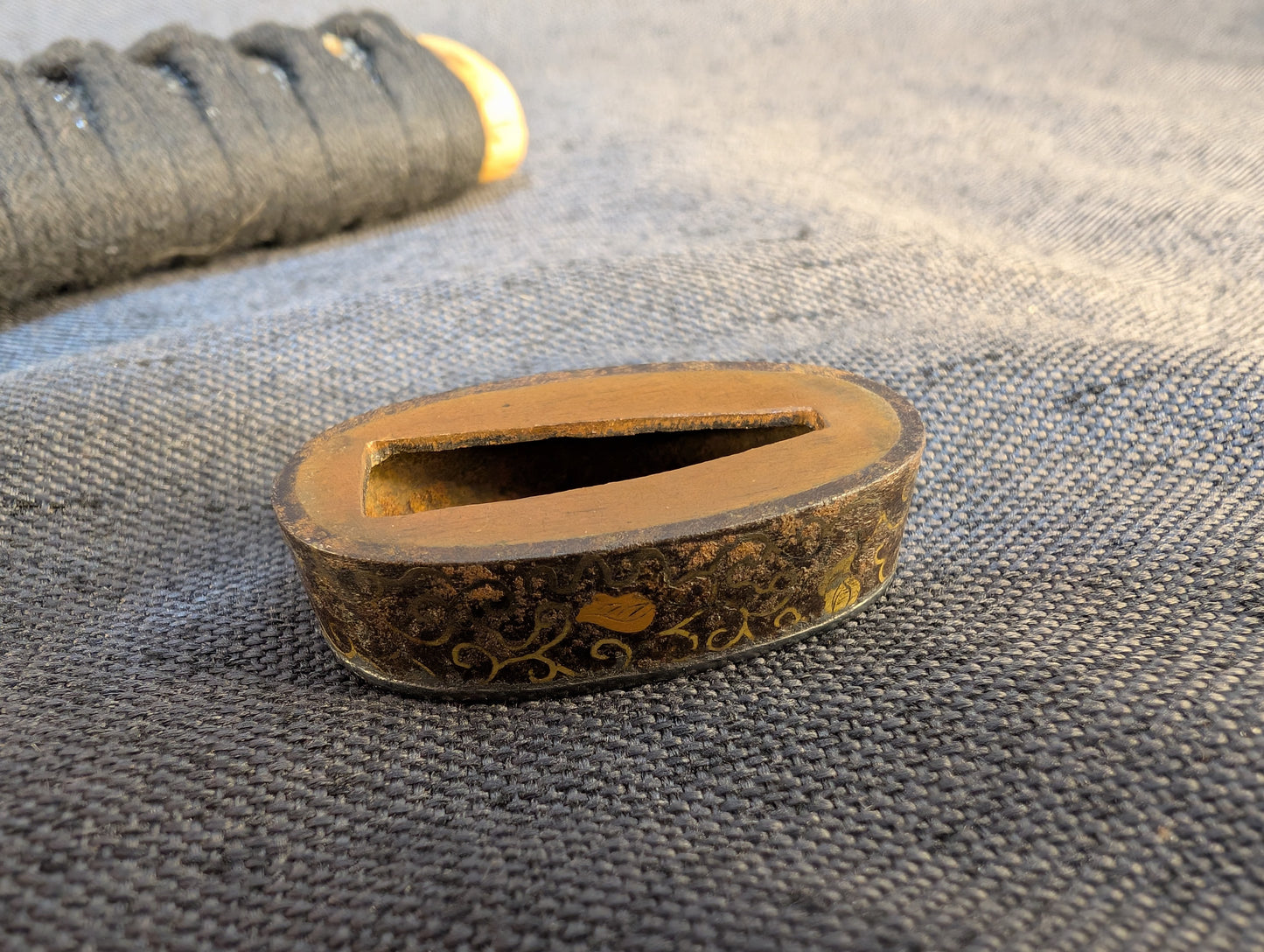 Mumei Wakizashi 54.2cm with Iron Geometric Tsuba and Brass Fittings – NT-005