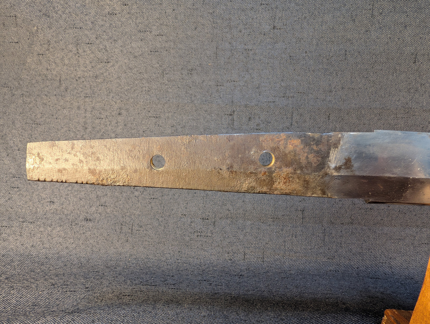 Mumei Wakizashi 54.2cm with Iron Geometric Tsuba and Brass Fittings – NT-005