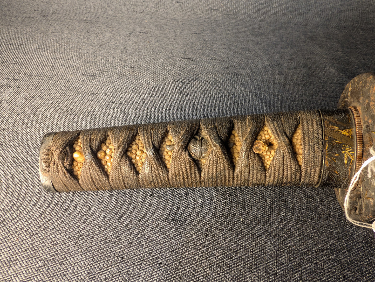 Broken Wakizashi -  Black Lacquer with Gold Highlights and Iron Tsuba – BB-005