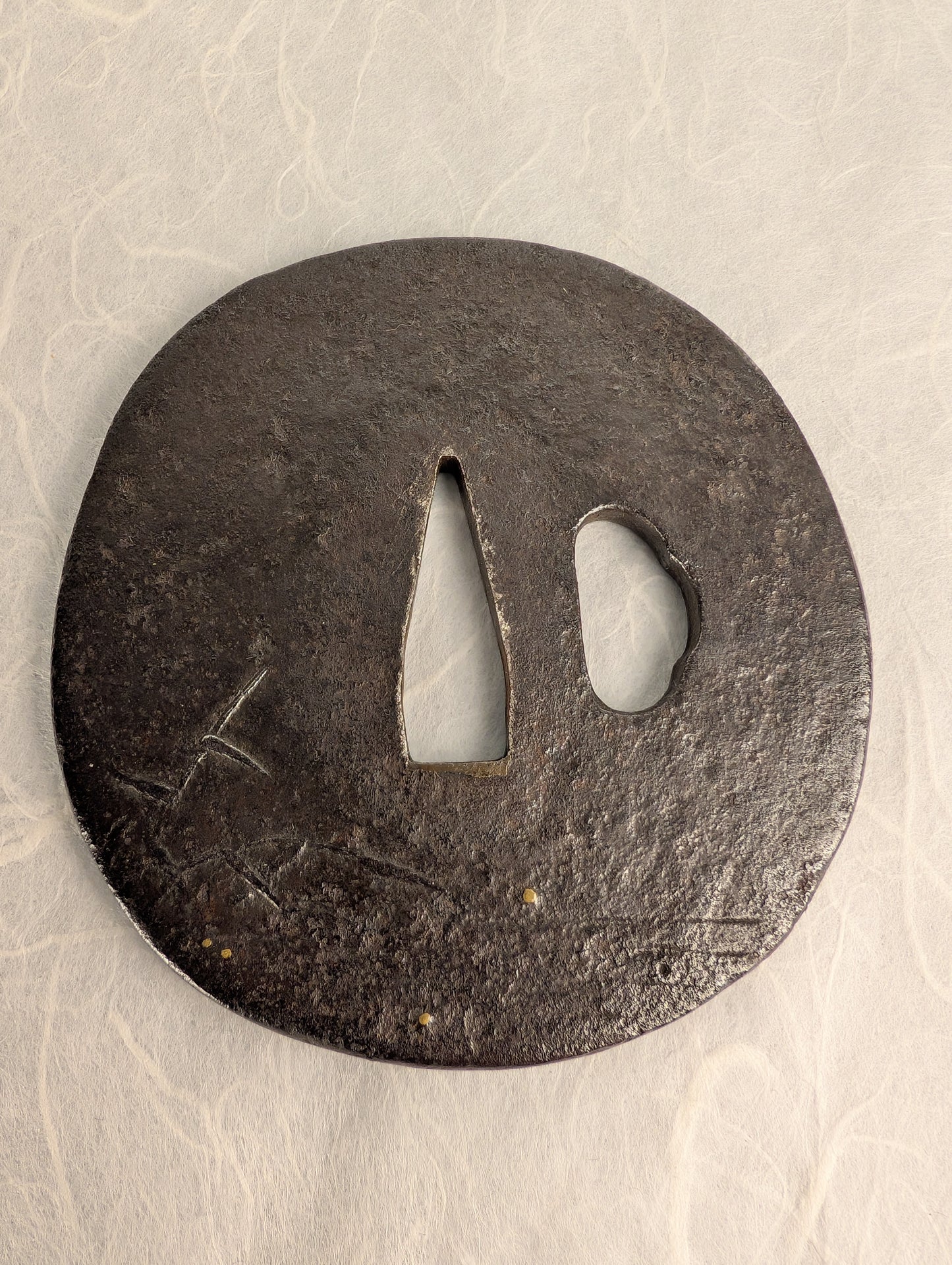 Iron Tsuba with Fisherman and Sunrise Scene - TS-013