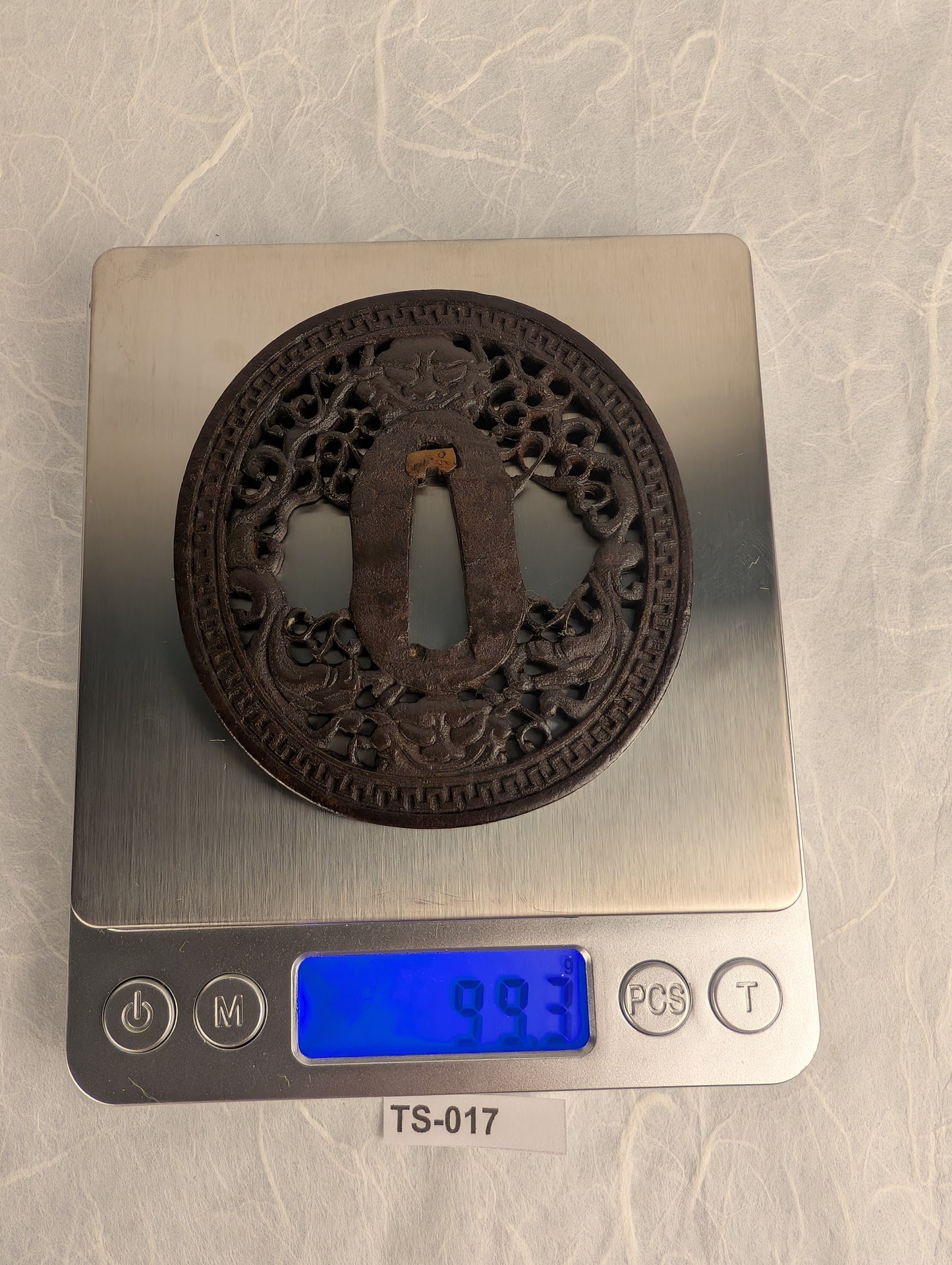Iron Sukashi Tsuba with Shishi and Karakusa Design - TS-017
