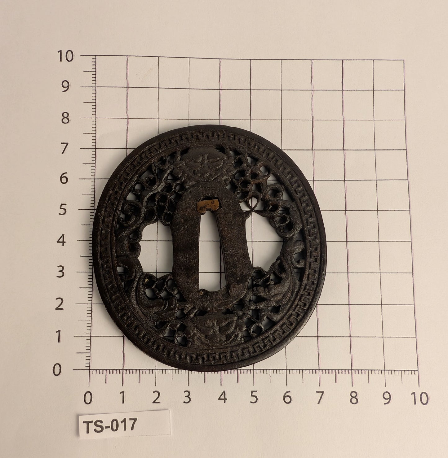 Iron Sukashi Tsuba with Shishi and Karakusa Design - TS-017