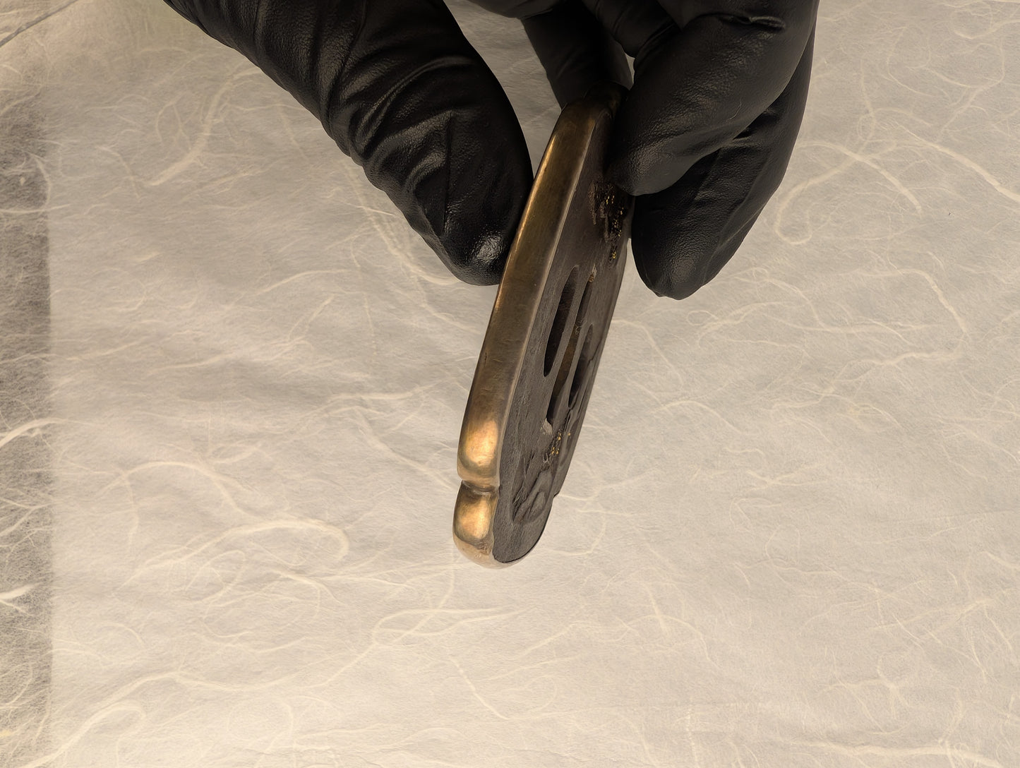 Iron Tsuba with Chrysanthemums and Flowing Water - TS-019