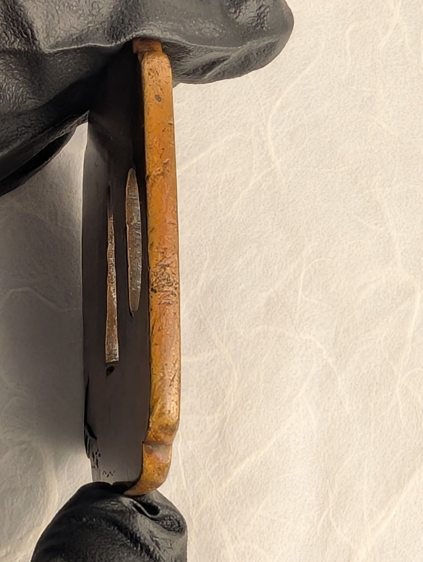 Brass Tsuba with Puppy among Pampas Grass - TS-020